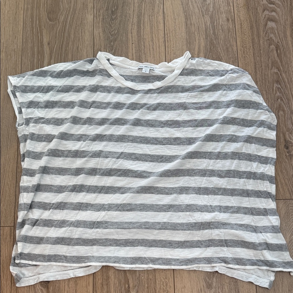 James Perse Gray and White Striped Tee
